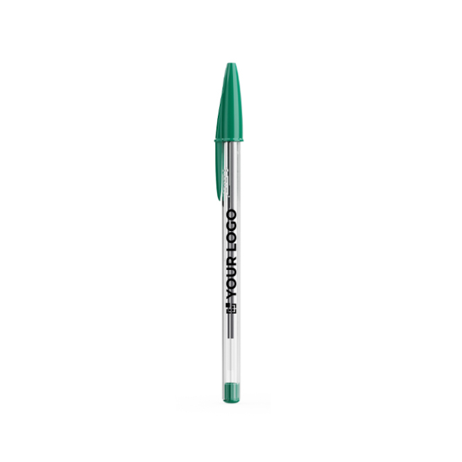 Caneta clássica em plástico transparente com tinta verde BIC® Cristal®