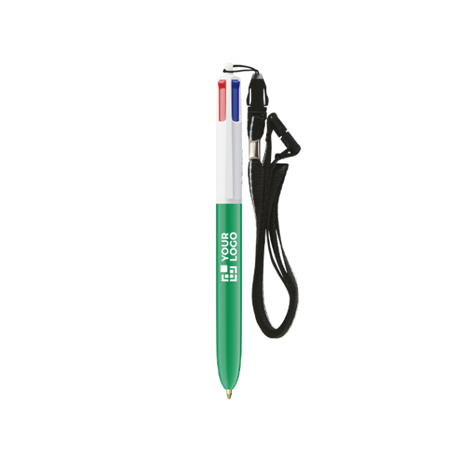 Caneta de plástico com lanyard para pendurar e tinta de 4 cores BIC®