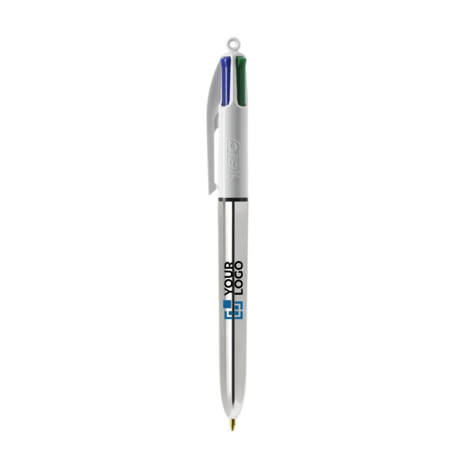 Caneta de plástico com acabamento metálico e tinta de 4 cores BIC®