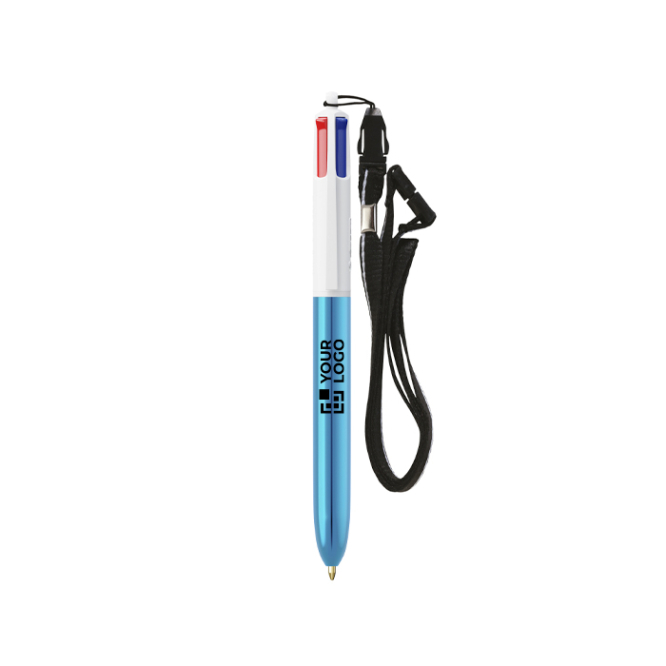 Caneta plástico com acabamento metálico e tinta de 4 cores Shine BIC®