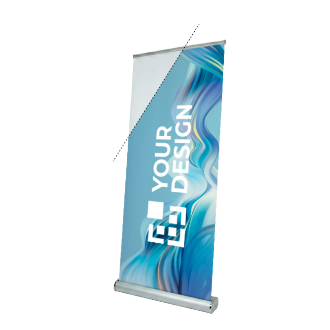 Banner roll-up fabricado na Europa com bolsa de transporte média