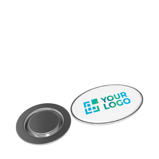 Pin metálico promocional para roupa com fecho magnético oval