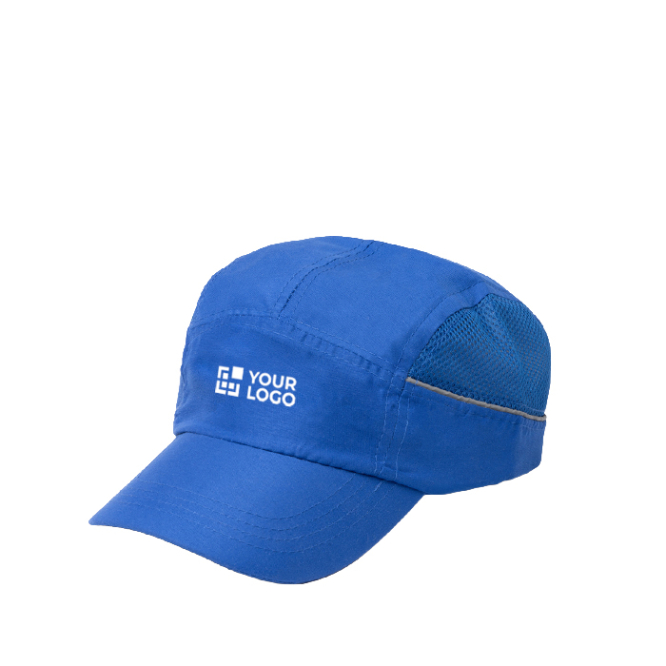 Boné desportivo com malha lateral e fita refletora 100 g/m2