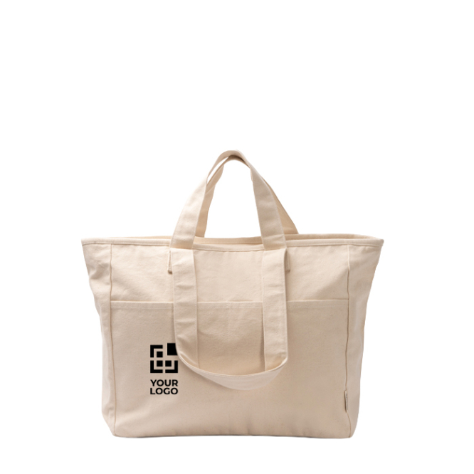 Saco de algodão reciclado com fecho de correr e bolsos 420 g/m2