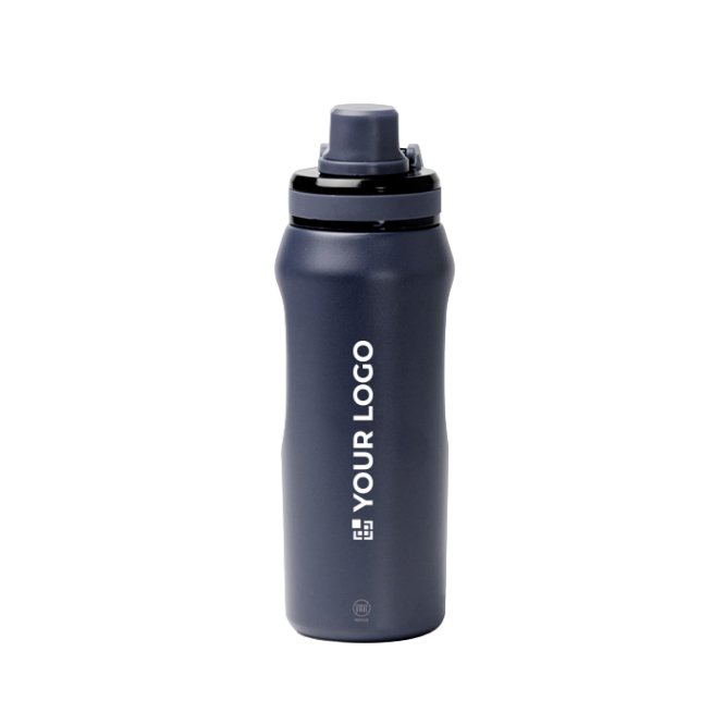 Garrafa de aço inoxidável reciclado com tampa translúcida e asa 600 ml