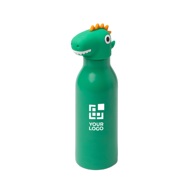 Garrafa térmica com design infantil e tampa com cabeça de animal 450ml