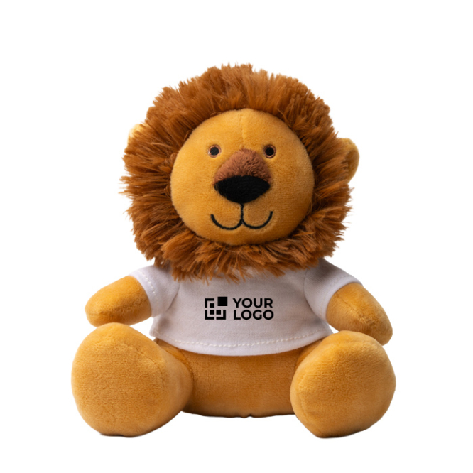 Peluche de animal sentado com t-shirt branco personalizável