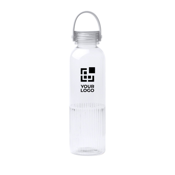 Garrafa de plástico reciclado antigotas com design biselado 550ml