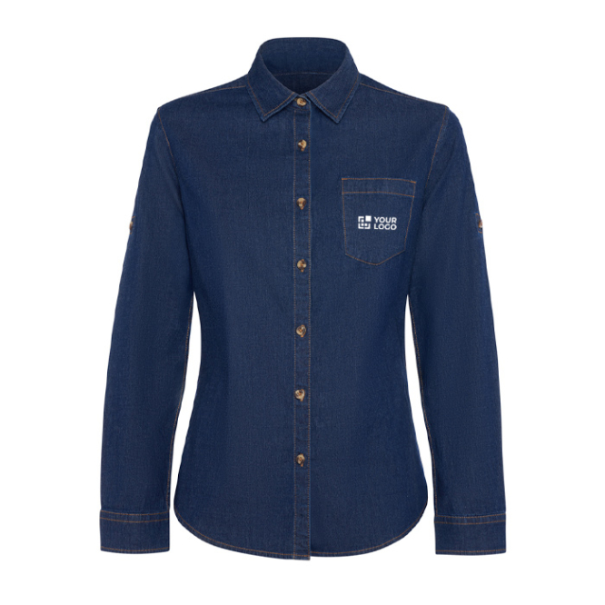 Camisa de ganga de algodão manga comprida 210 g/m² Roly Direct Lujan