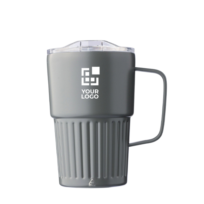 Copo take away de aço inoxidável reciclado com asa 450ml