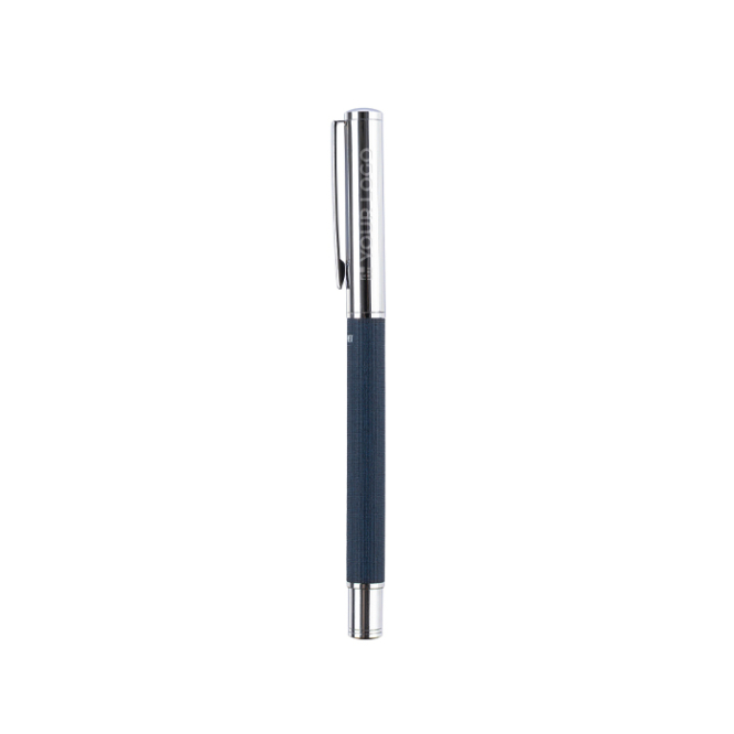 Caneta roller de latão e RPET personalizável tinta azul