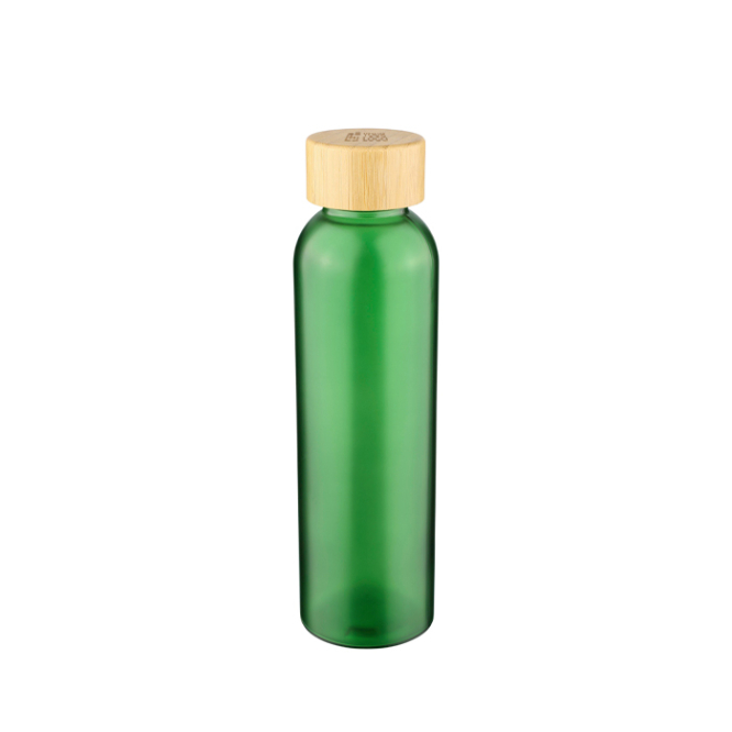 Garrafa de vidro brilhante colorida com tampa de rosca de bambu 500 ml