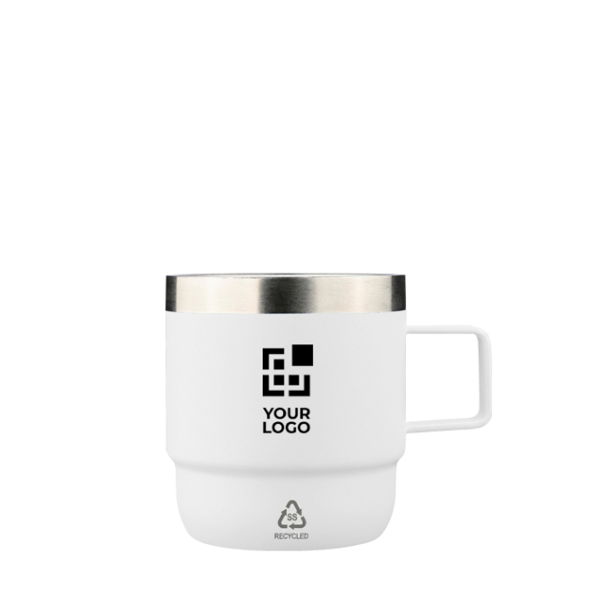 Caneca de aço inoxidável de parede dupla, interior de cerâmica 180 ml