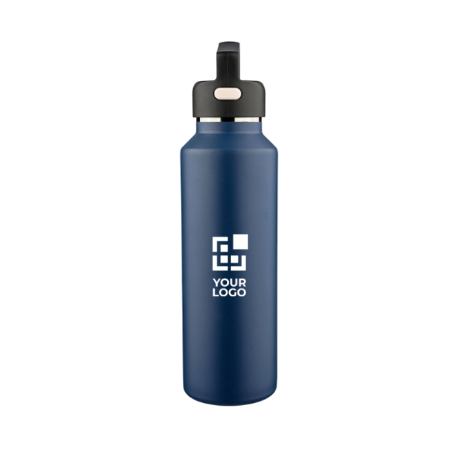 Garrafa de aço inoxidável de parede dupla, tampa de transporte 600 ml