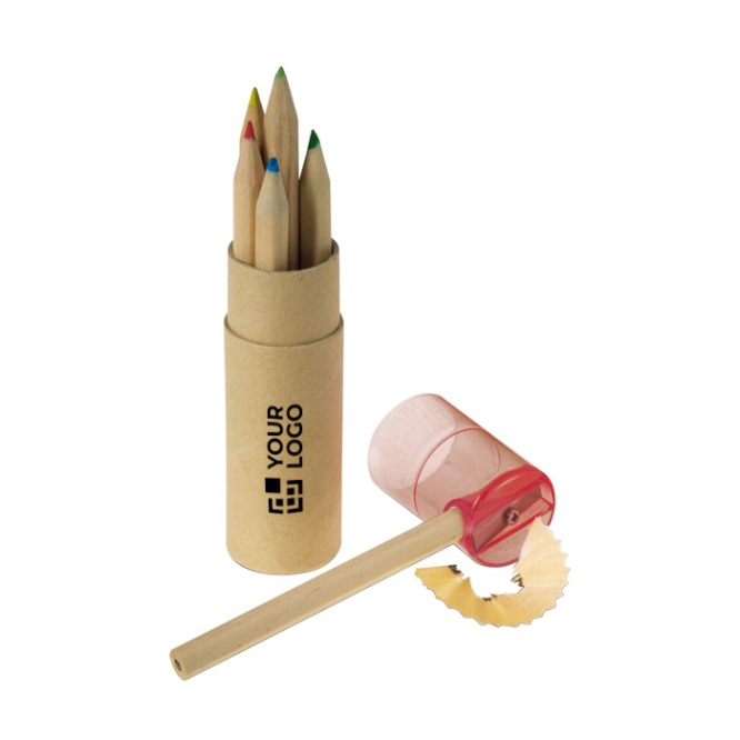Conjunto de lápis de madeira FSC em tubo de cartão com afia-lápis