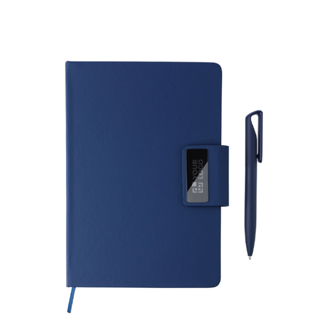 Conjunto A5 de caderno em pele sintética com caneta e folhas pautadas