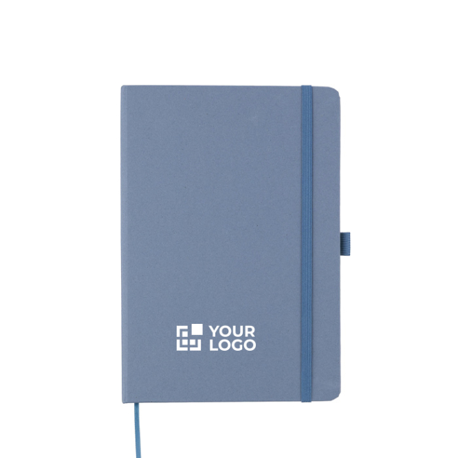 Caderno A5 com capa de cartão reciclado e folhas pautadas