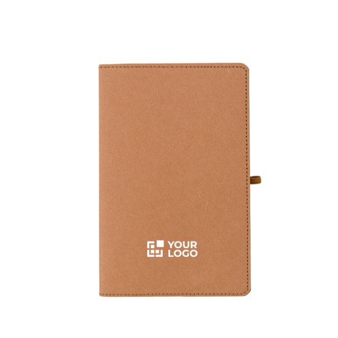 Caderno A5 com capa em kraft lavado, design flexível e folhas pautadas