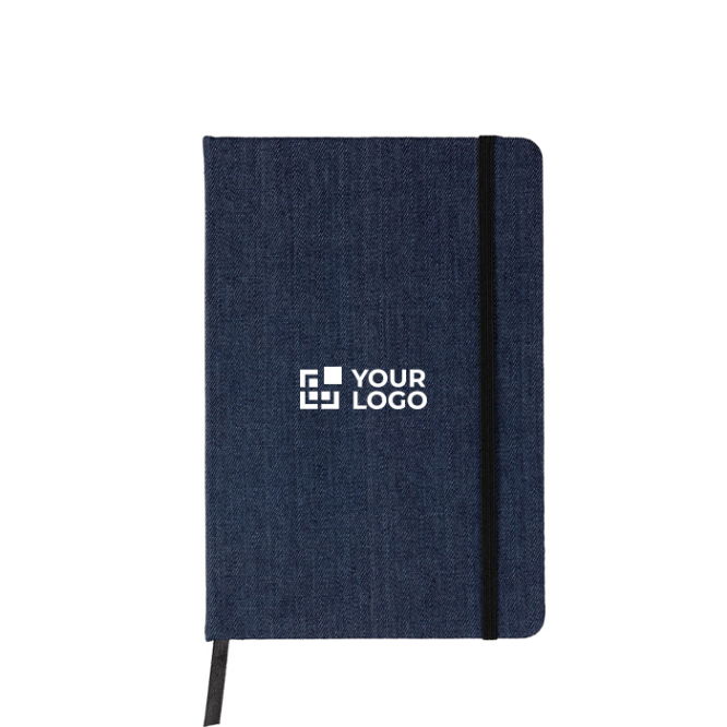 Caderno A5 em tecido de ganga com acabamento casual e folhas pautadas
