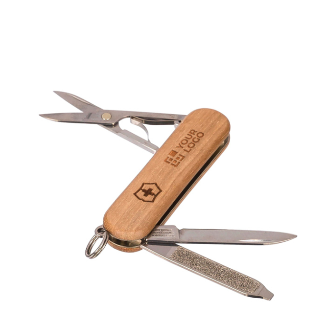 Canivete Victorinox em aço inoxidável e madeira com 5 funções