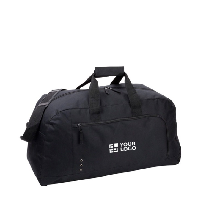 Saco desportivo com amplo bolso frontal e pega dupla