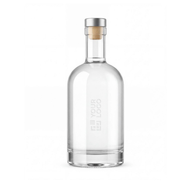Garrafa de vidro com tampa de alumínio e capacidade de 750ml
