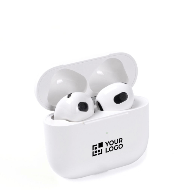 Auriculares sem fios com 3 horas de autonomia em estojo branco