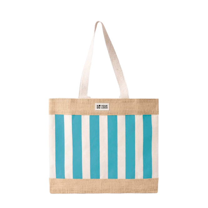 Saco em algodão reciclado e juta com design aos quadrados 220 g/m²