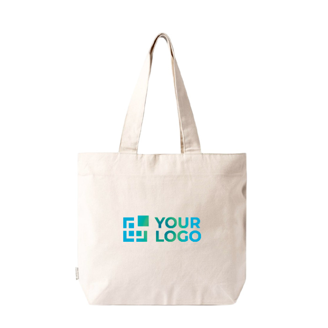 Saco de algodão reciclado com fecho de correr e alças compridas 280 g/m²