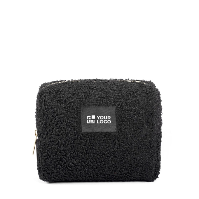 Nécessaire em poliéster com acabamento sherpa e fecho 360 g/m²