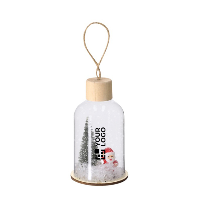 Enfeite de Natal para pendurar feito de vidro com base de madeira