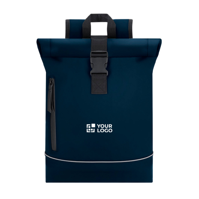 Mochila enrolável com tira refletora e fecho seguro 15