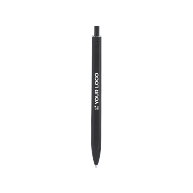 Caneta de botão de plástico com corpo mate e tinta azul