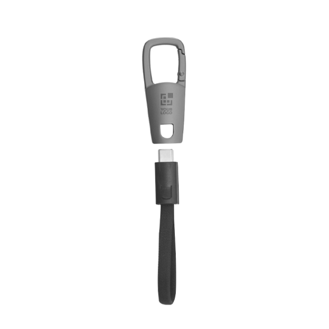Cabo de carga e dados USB-C 60 W com mosquetão plástico