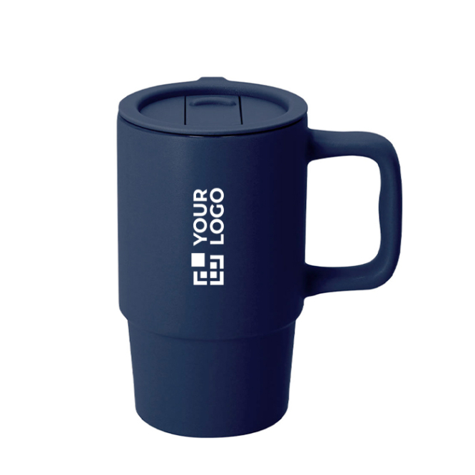 Caneca takeaway de cerâmica, tampa deslizante e acabamento mate 430 ml