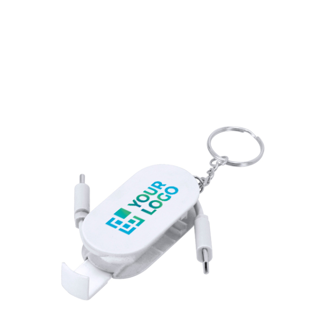 Cabo carregador porta-chaves retráctil com suporte para telemóvel 60 W