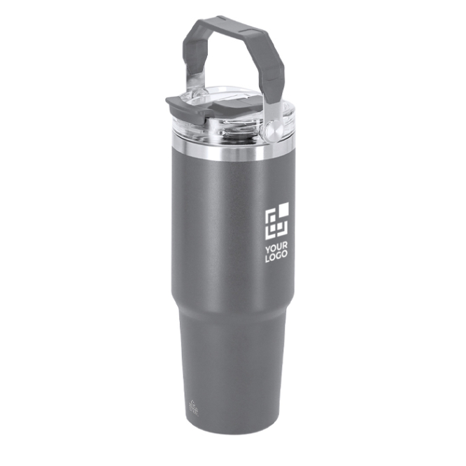 Copo térmico de aço inoxidável e parede dupla com pega 900 ml