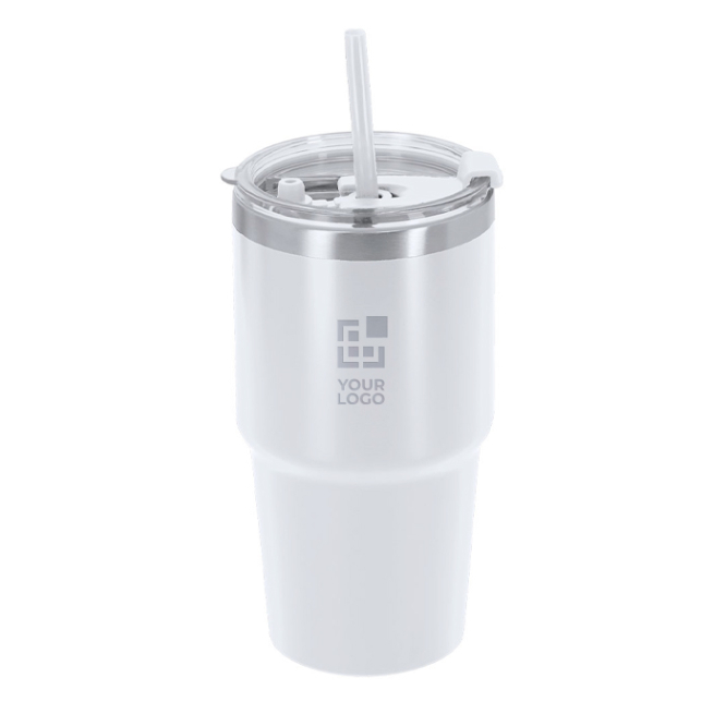 Copo térmico de aço inoxidável e parede dupla com palhinha 650 ml