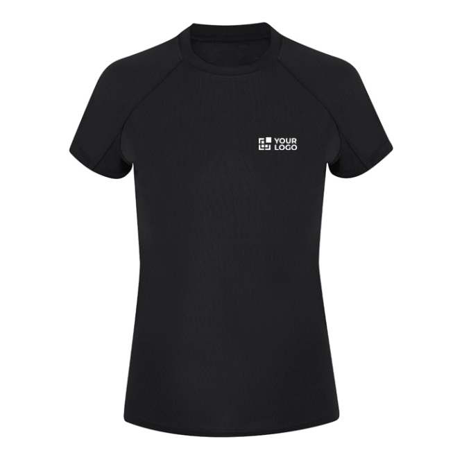 T-shirt técnica de poliéster raglan, manga curta para mulher 135 g/m²