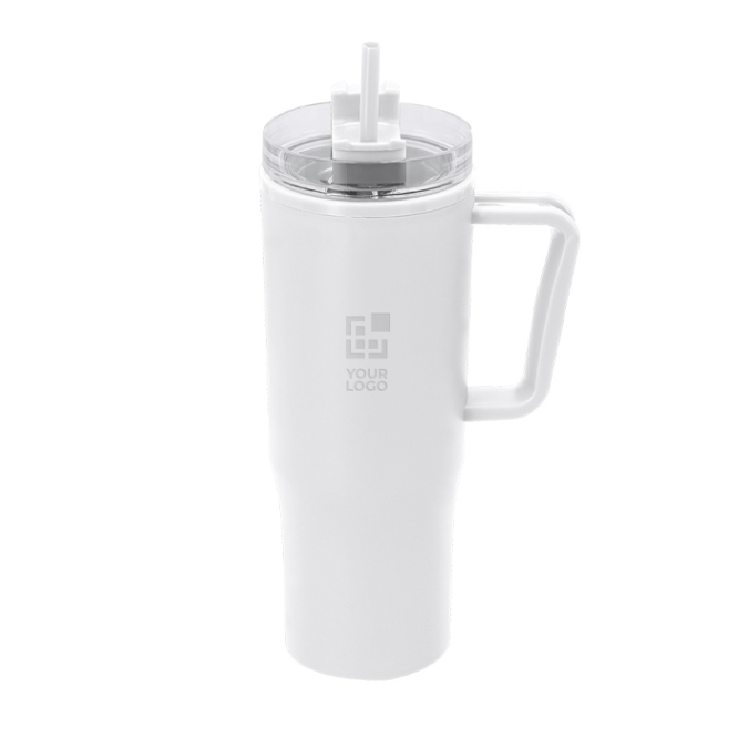 Caneca térmica de plástico reciclado e asa de transporte 900 ml