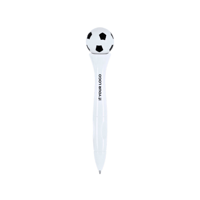 Caneta anti-stress giratória com ar de bola de futebol, tinta azul