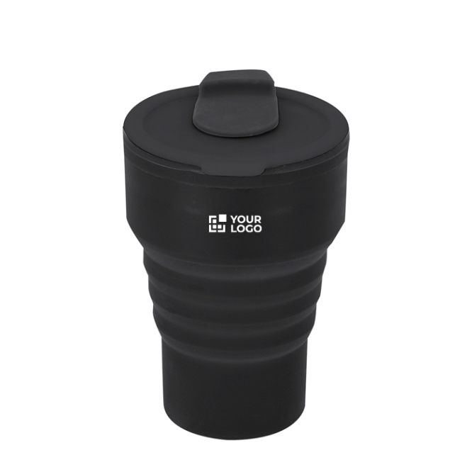 Copo dobrável de silicone com tampa e bocal deslizante 350 ml