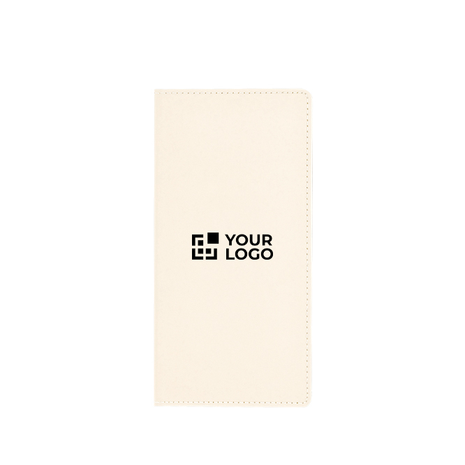 Caderno de capa dura e bolso no interior, folhas pautadas A5