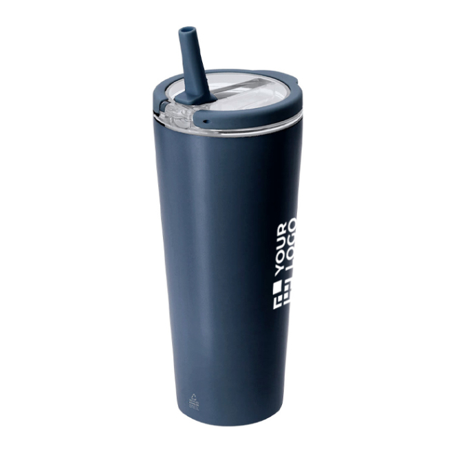 Copo térmico de aço inoxidável reciclado com palhinha 700 ml