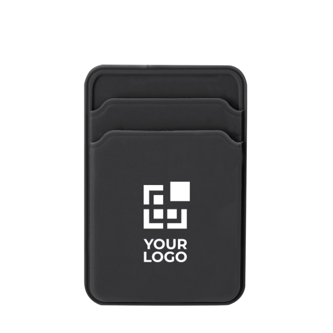 Porta-cartões magnético, silicone, compartimento duplo para smartphone