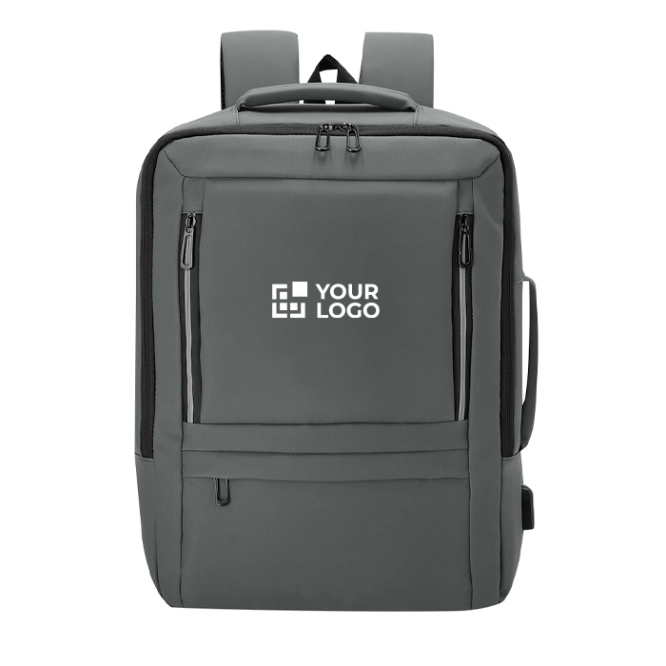 Mochila extensível, couro sintético, para portátil com entrada USB 15