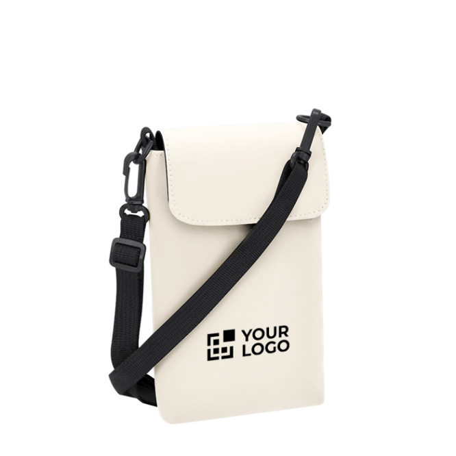 Bolsa tiracolo de pele sintética, fecho de velcro e correia ajustável