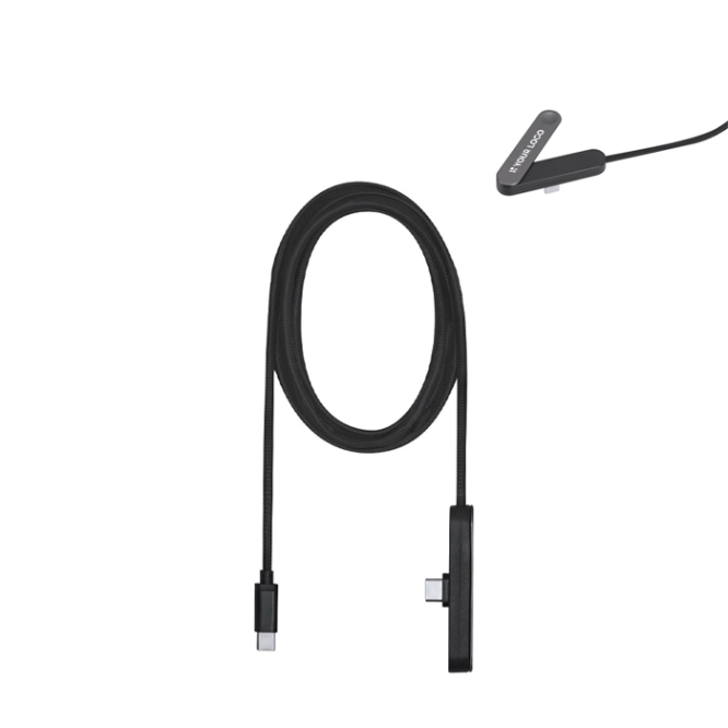 Cabo de carregamento USB-C plástico reciclado com suporte telemóvel 60W