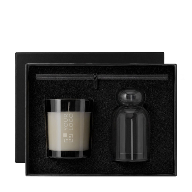 Conjunto aromático em vidro com difusor de 120ml e vela perfumada