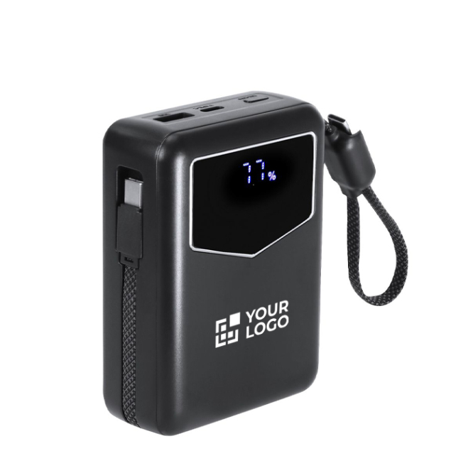 Power bank com cabos integrados e ecrã indicador 20000mAh